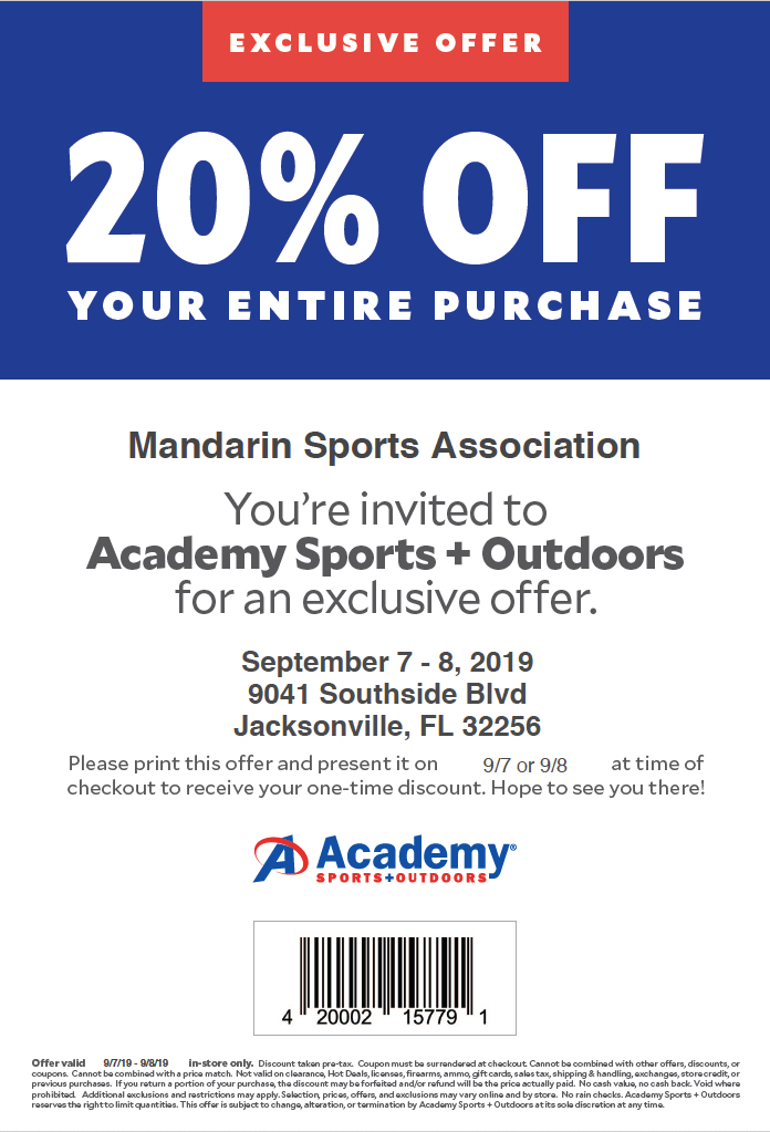 Big Savings for MSA at Academy Sports Mandarin Sports Association